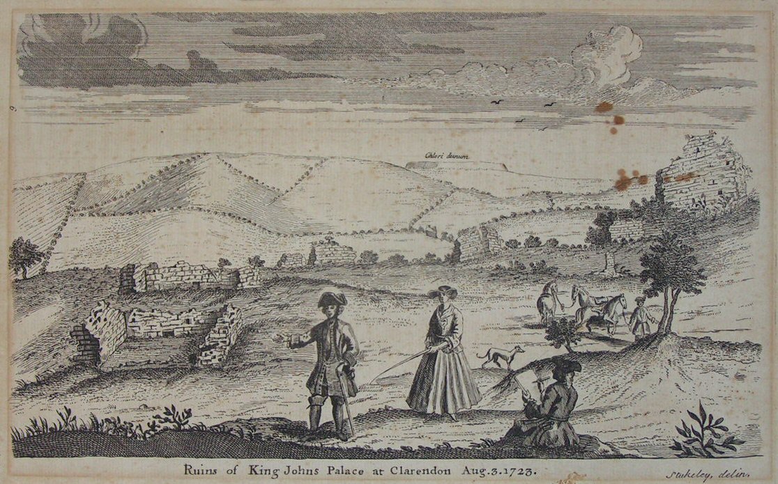 Print - Ruins of King John's Palace at Clarendon. Aug 3 1723